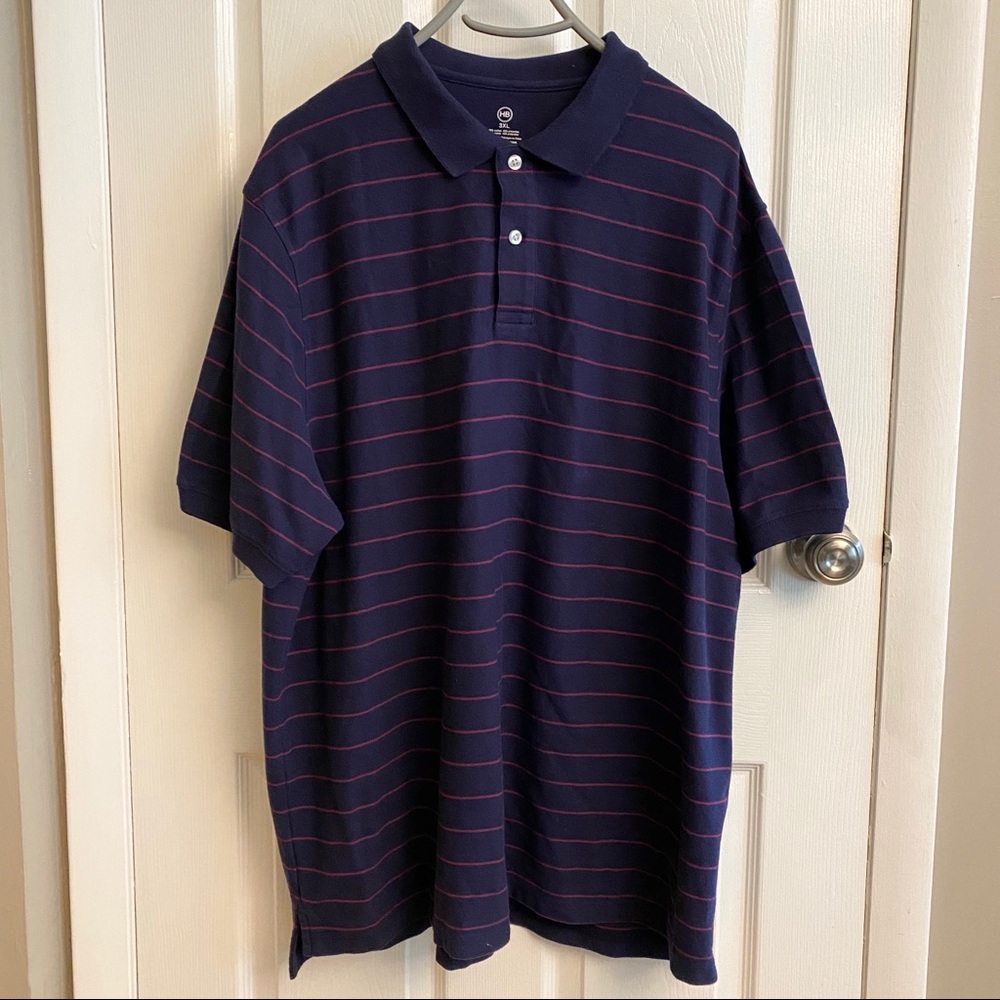 Harbor Bay Navy Polo with Pink Stripes